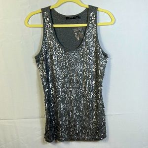 Apt.9 Metal Silver Tank Size Large Sleeveless Gray New and Sparkly